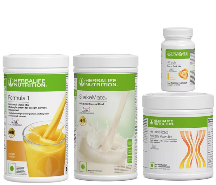 Herblife Formula 1 Mango  Shake, Shakemate, 200g Protein Powder, and Afresh lemon Wellness Pack