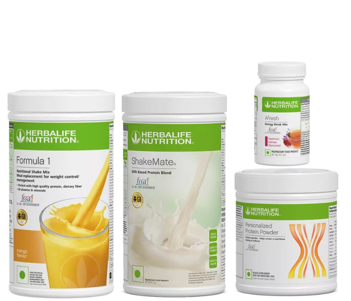Herblife Formula 1 Mango Shake, Shakemate, 200g Protein Powder, and Afresh Kashmiri Kahwa Wellness Pack