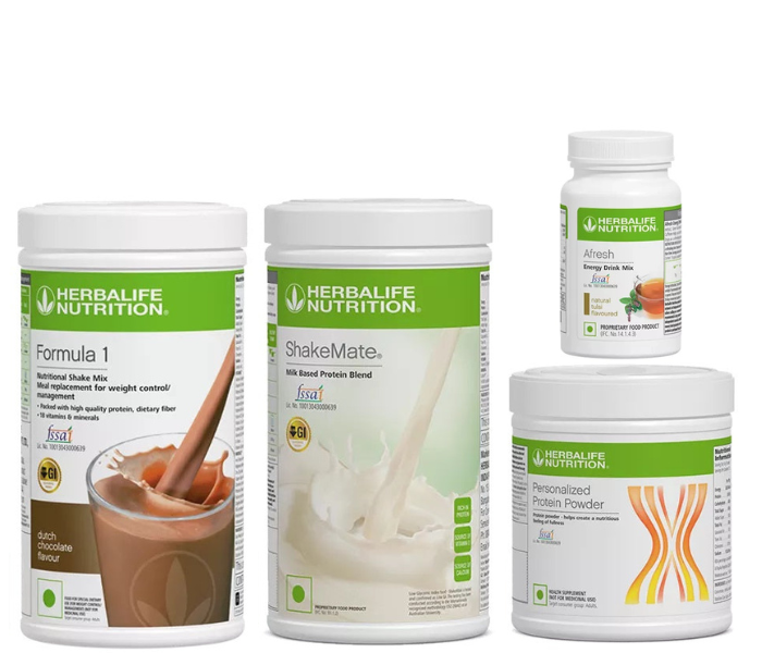 Herblife Formula 1 Dutch Chocolate Shake Shakemate 200g Protein Powder and Afresh Tulsi Wellness Pack