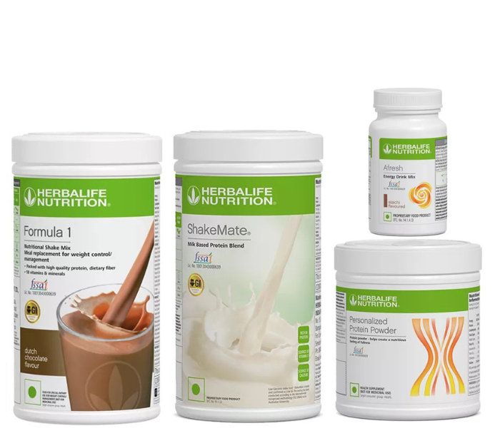 Herblife Formula 1 Dutch Chocolate Shake, Shakemate, 200g Protein Powder, and Afresh Elaichi Wellness Pack