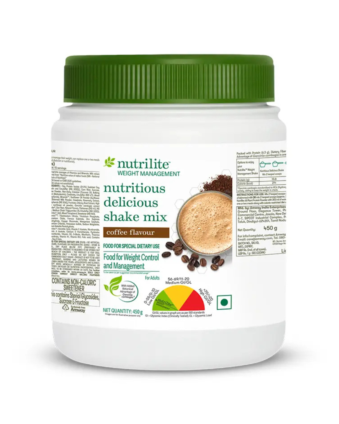 Nutrilite Weight Management Nutritious Delicious Shake Mix, Coffee Flavor, 450g