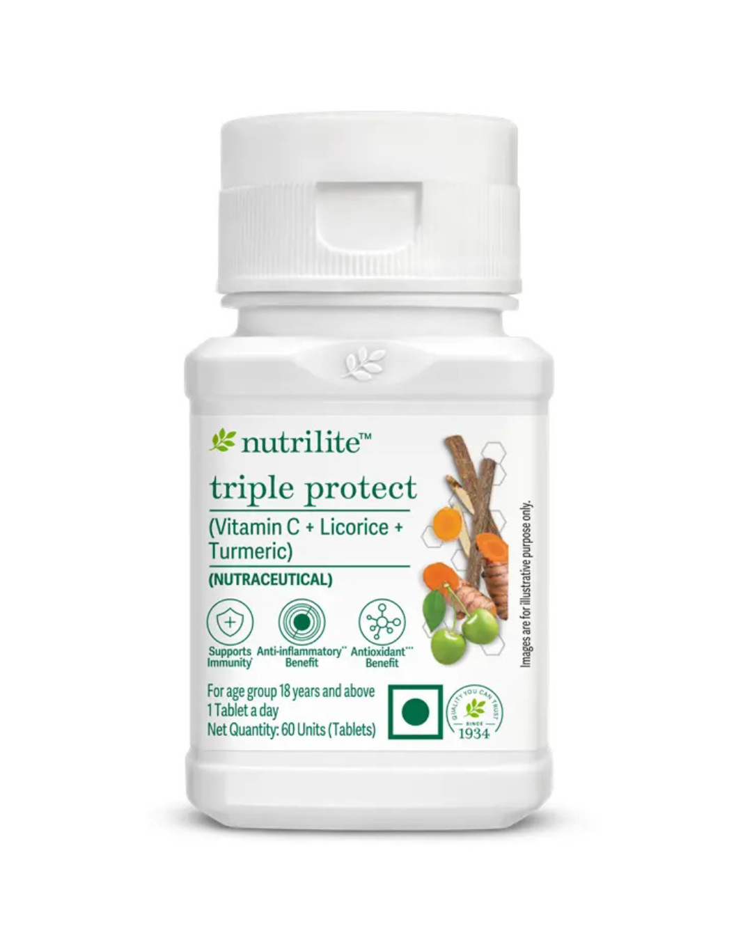 Amway Nutrilite Triple Protect (Vitamin C + Licorice + Turmeric), 60 N