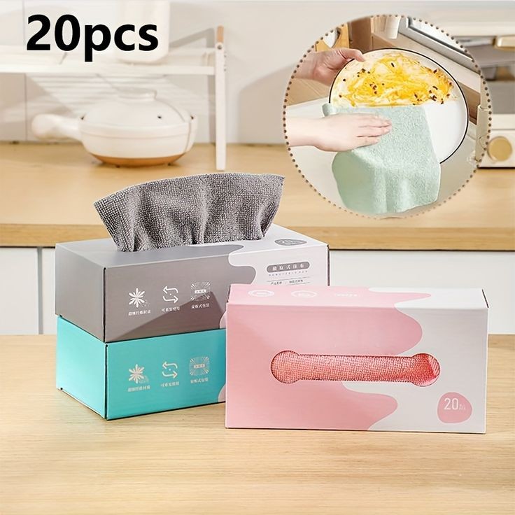 IMPORTED 20-Pack Microfiber Dish Cloths & Kitchen Towels | Super Absorbent, Lint-Free & Reusable Cleaning Wipes with Dispenser Box