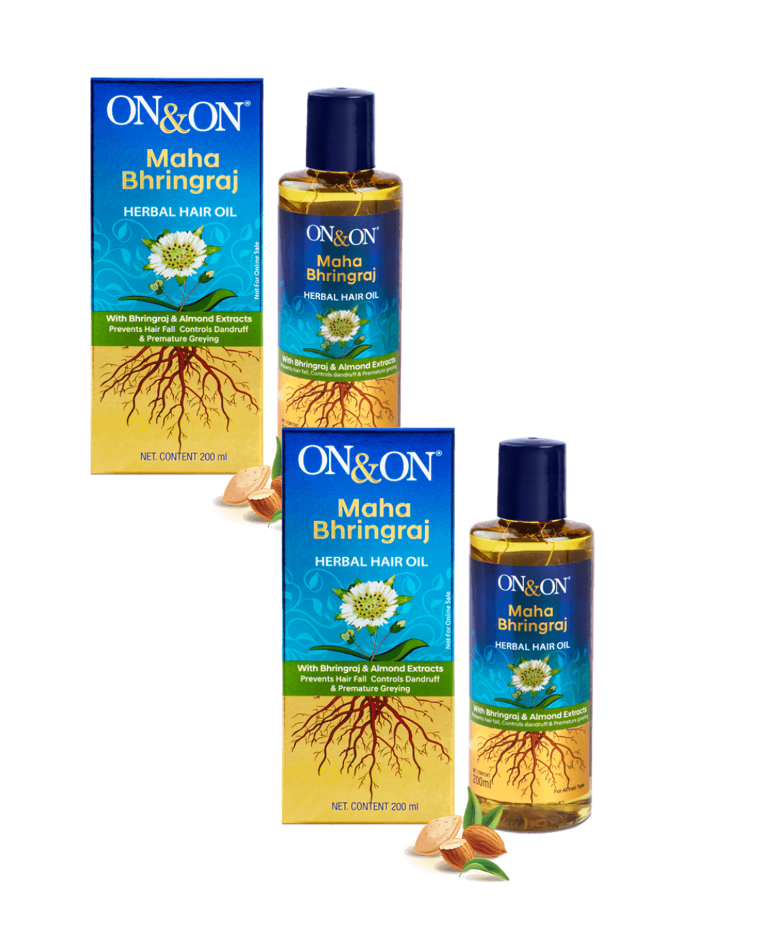 On & On Maha Bhringraj Herbal Hair Oil (200 ML) - Pack of 2