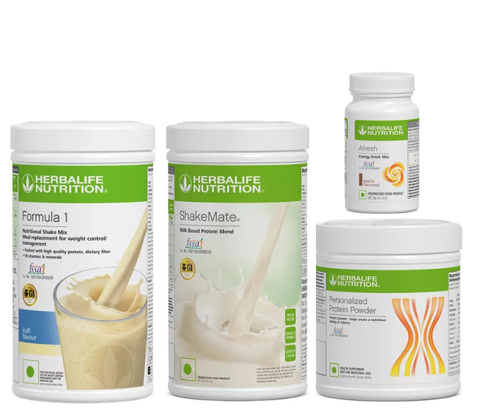 Herblife Formula 1 Kulfi Shake Shakemate 200g Protein Powder and Afresh Elaichi Wellness Pack