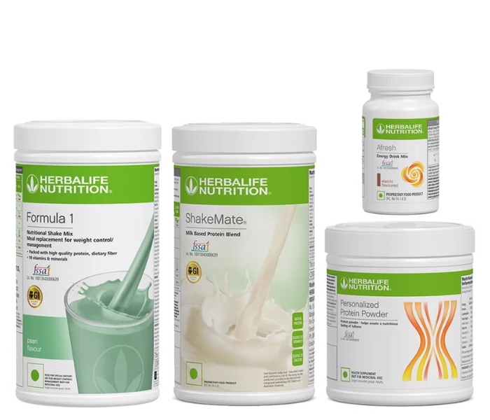 Herblife Formula 1 Paan Shake, Shakemate, 200g Protein Powder, and Afresh Elaichi Wellness Pack
