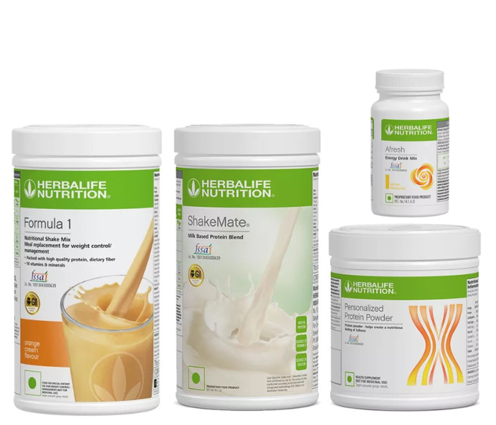 Herblife Formula 1 Orange Shake Shakemate 200g Protein Powder and Afresh Lemon Wellness Pack