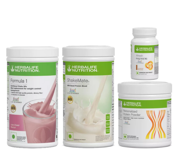 Herblife Formula 1 Rose Kheer Nutritional Shake Shakemate 200g Protein Powder and Afresh Cinnamon Wellness Pack