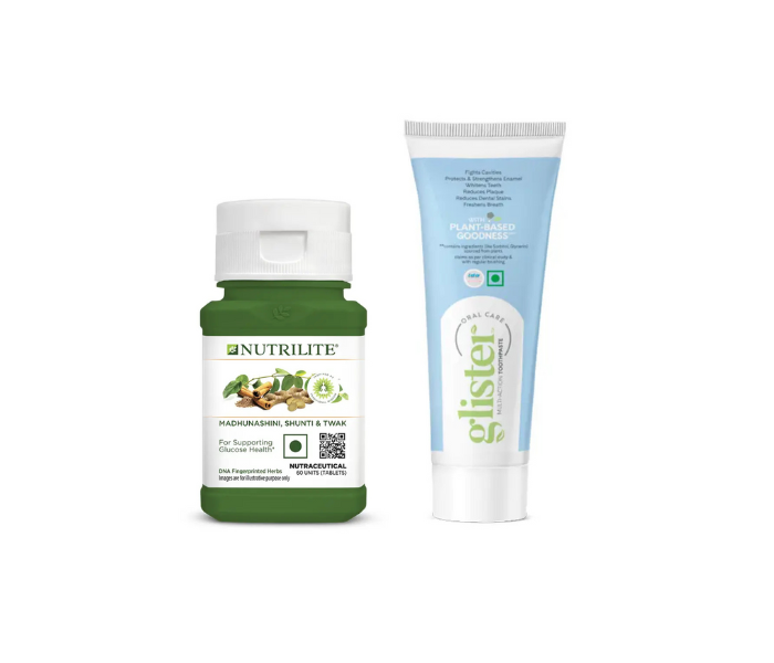 Amway Nutrilite Madhunashini, Shunti & Twak, 60 N + Amway Glister Multi-Action Toothpaste - 50g