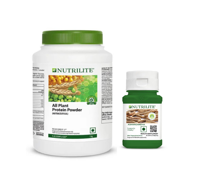 Amway Nutrilite All Plant Protein Powder - 1 Kg + Amway Nutrilite Ashwagandha, 60 N