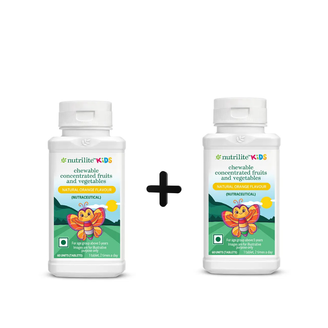 Amway Nutrilite Kids Chewable Concentrated Fruits and Vegetables (60 UNITS)-(Pack Of 2)