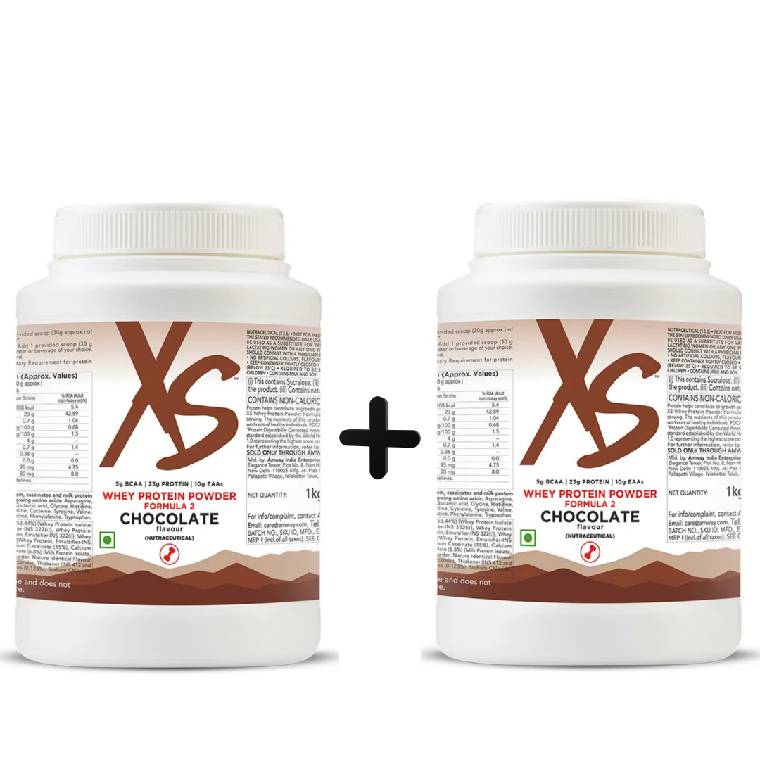 Amway XS Whey Protein Powder Formula 2, Chocolate, 1 Kg-(Pack Of 2)