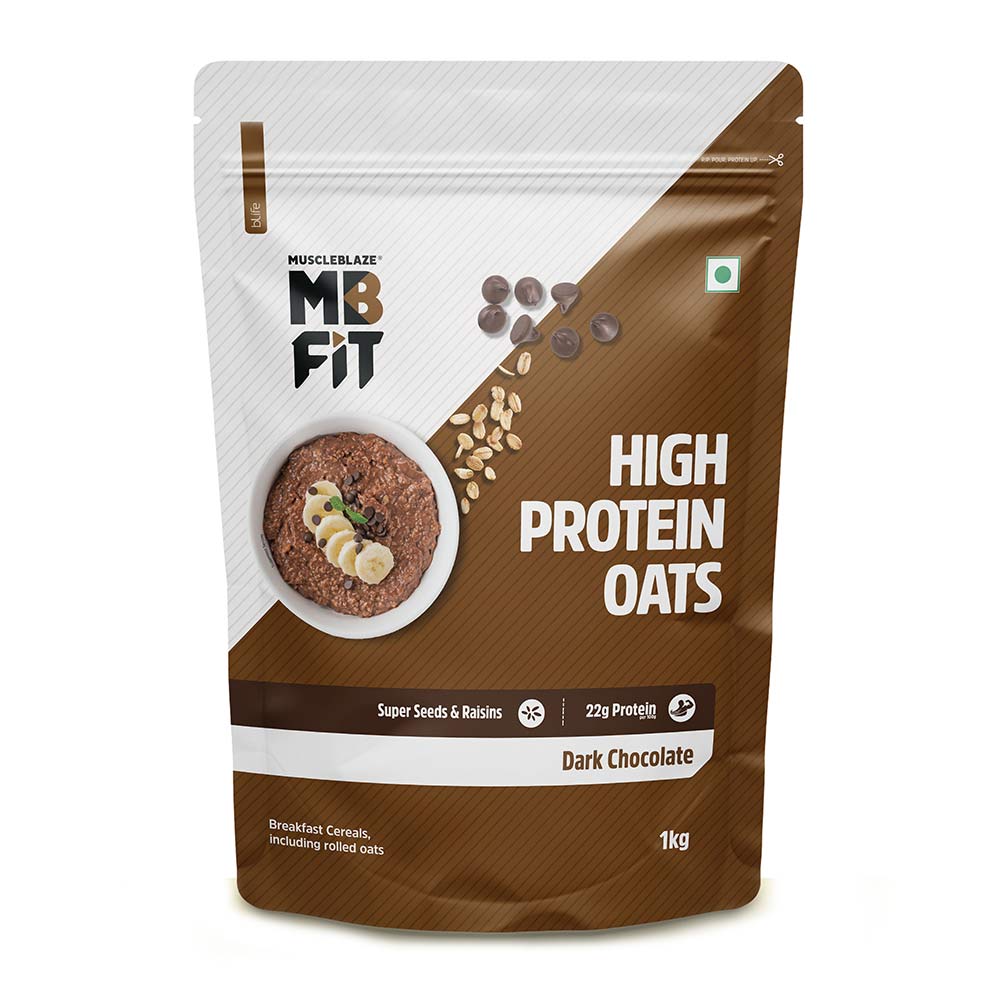 MuscleBlaze High Protein Oats 1kg ,  Dark Chocolate , 17g