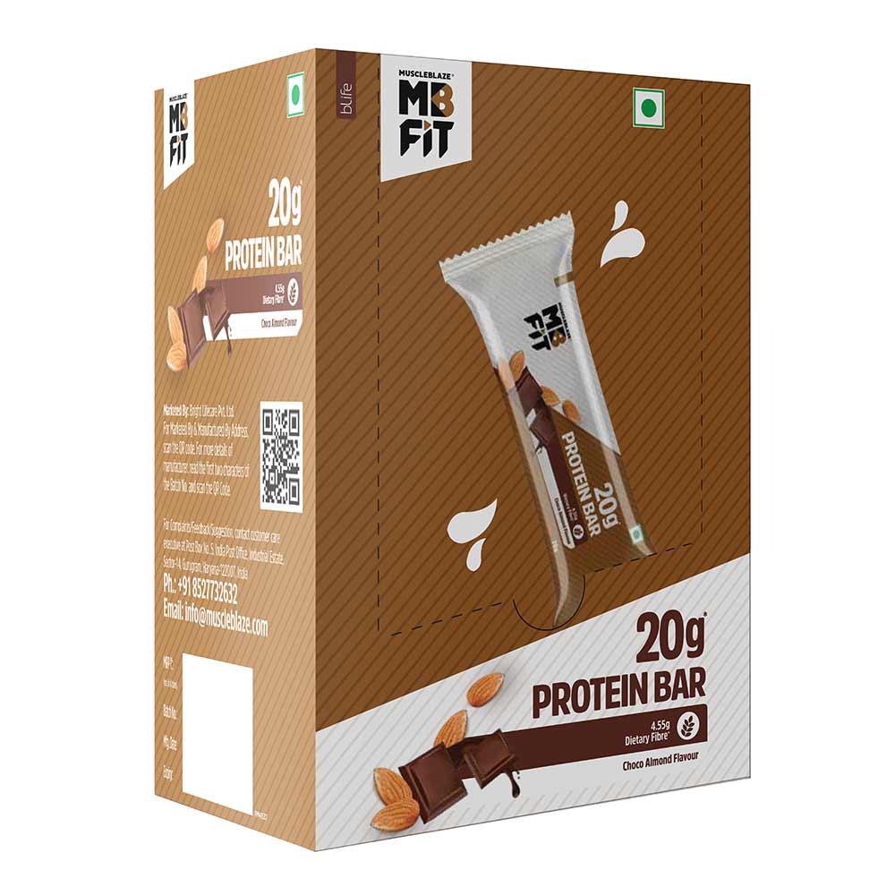 MuscleBlaze High Protein Bar , 20g Protein , Choco Almond (6 Bars)