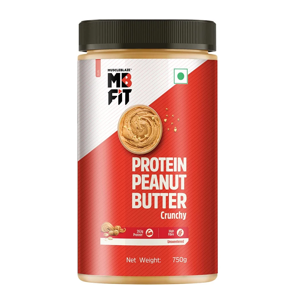 MuscleBlaze High Protein Natural Peanut Butter Unsweetened Crunchy (750g)