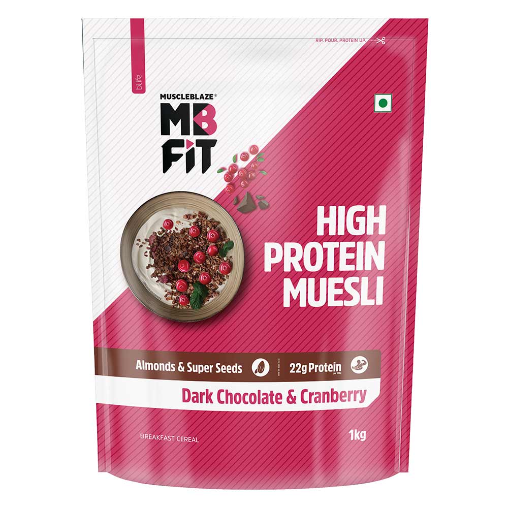 MuscleBlaze High Protein Muesli , Dark Chocolate & Cranberry (1kg)
