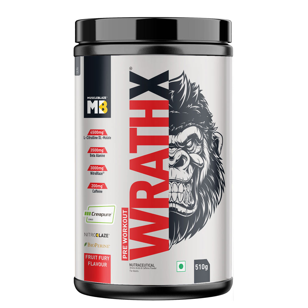MuscleBlaze Pre Workout WrathX 510g ,Fruit Fury
