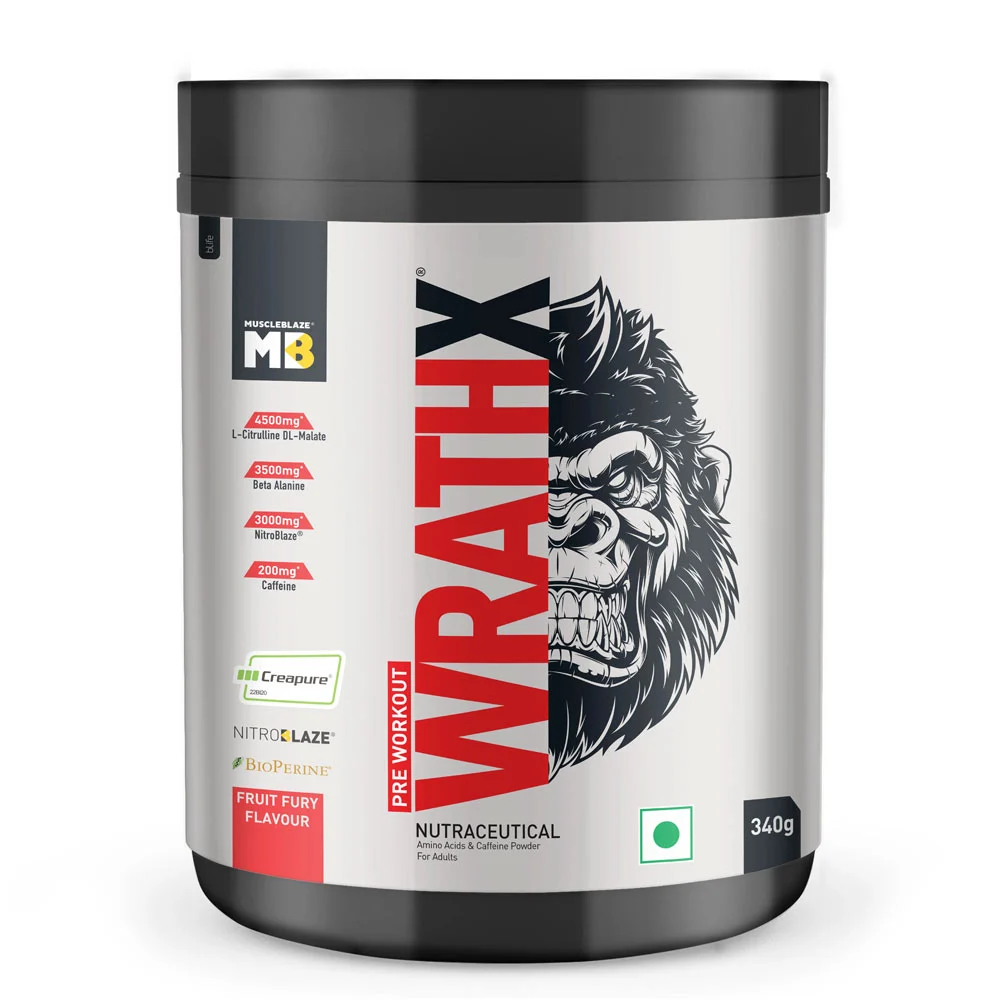 MuscleBlaze Pre Workout WrathX 340g ,Fruit Fury