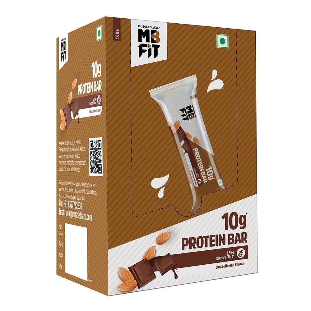 MuscleBlaze 10g Protein Bar ,Choco Almond , (6 Bars)