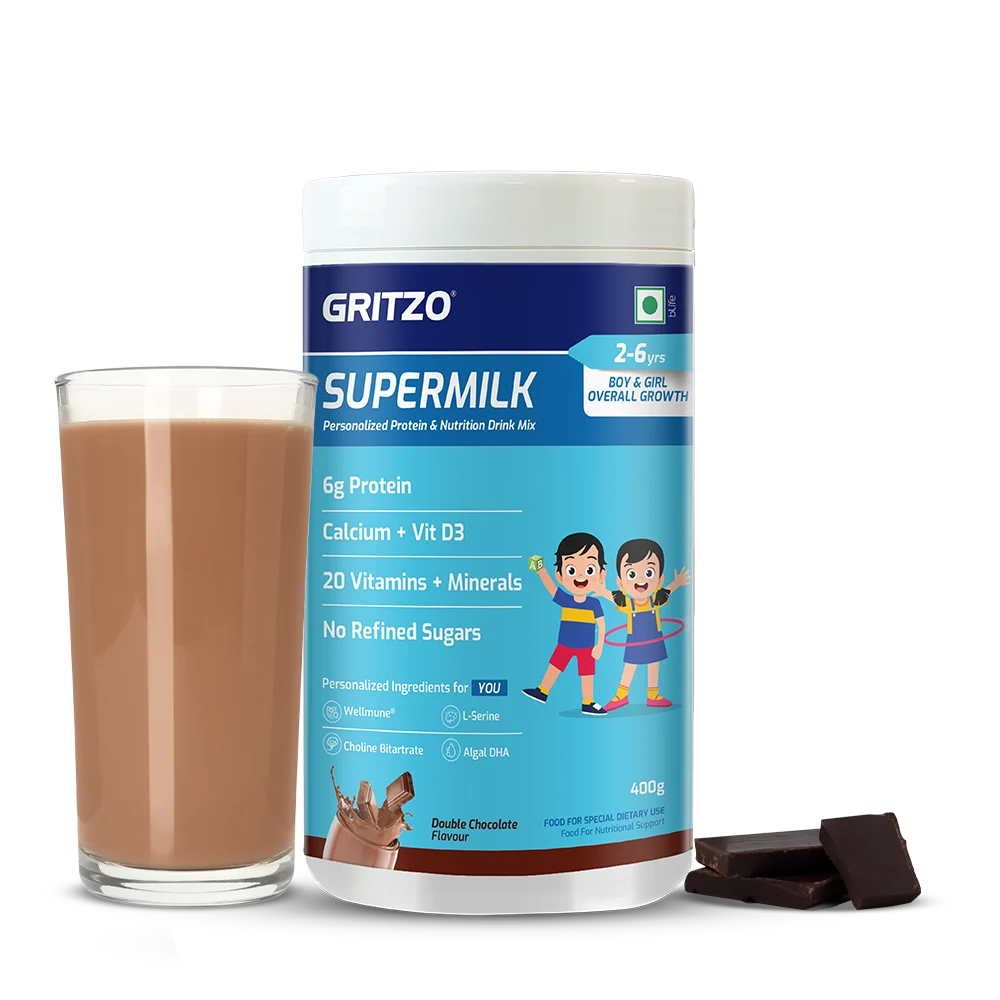 Gritzo Supermilk overall growth (Double Chocolate) 400g - Unisex  - 2 to 6 Yrs