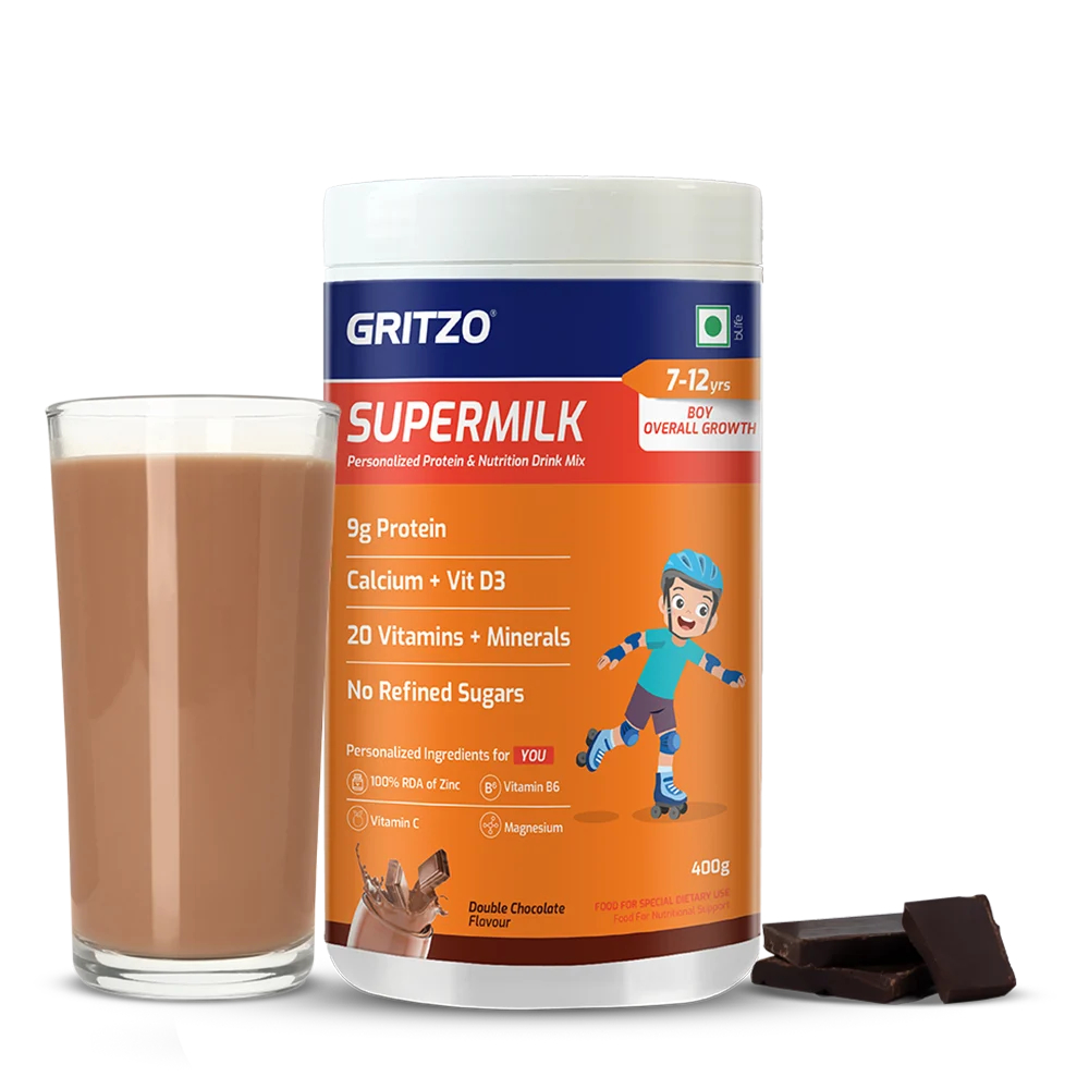 GRITZO Supermilk growth+ (Double Chocolate) 400g - Boys - 7 to 12 Years