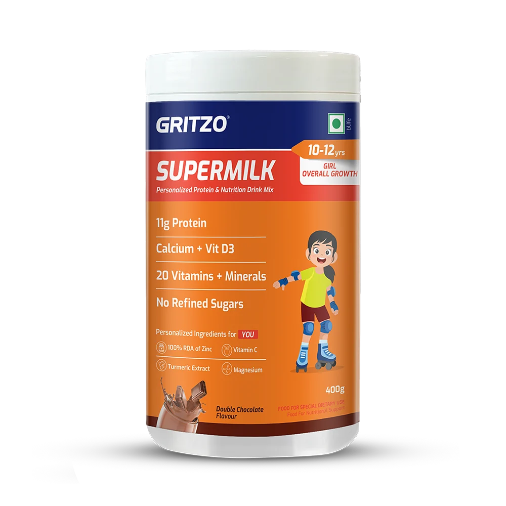 GRITZO Supermilk growth+ (Double Chocolate) 400g - Girls - 10 to 12 Years
